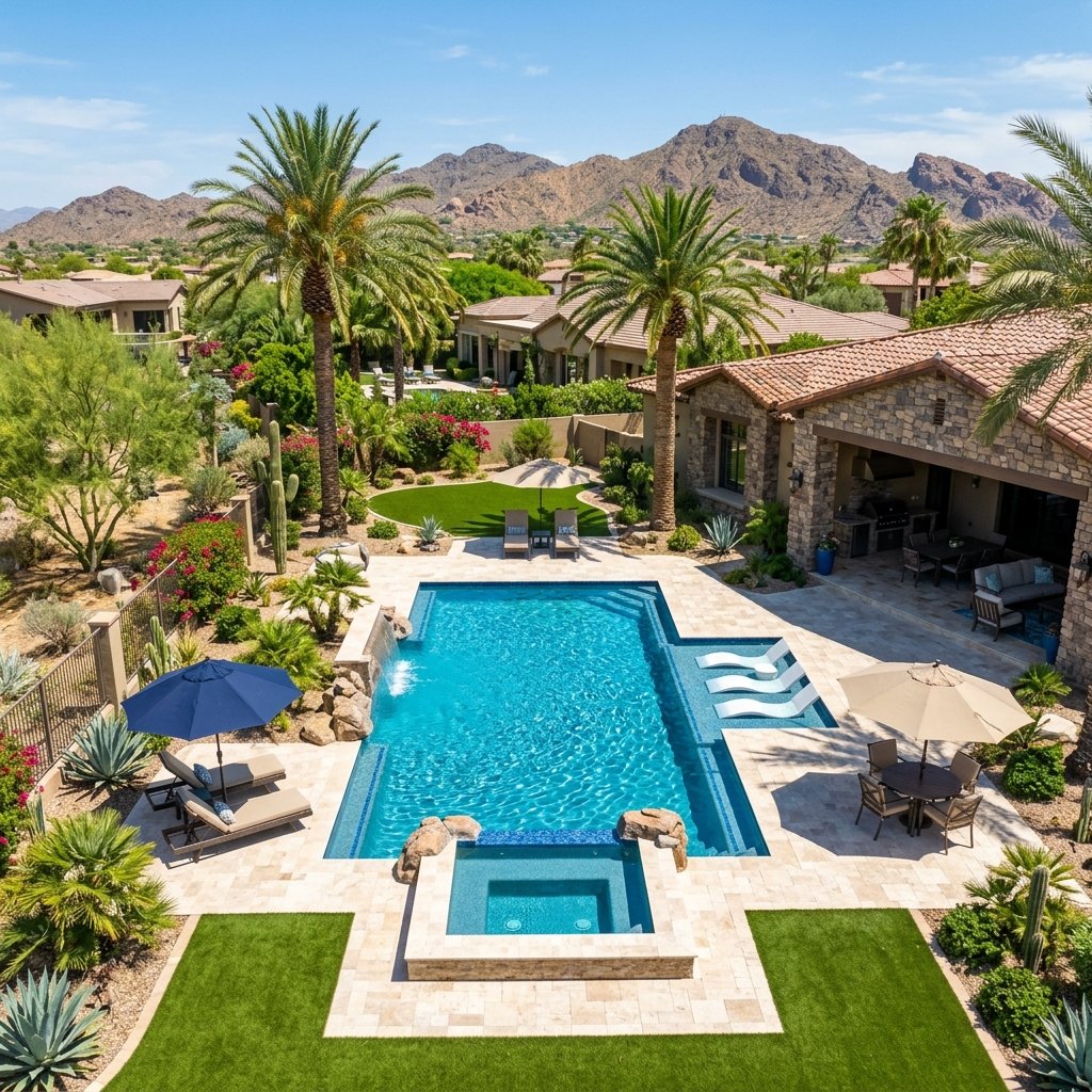 Backyard pool displaying leak detection