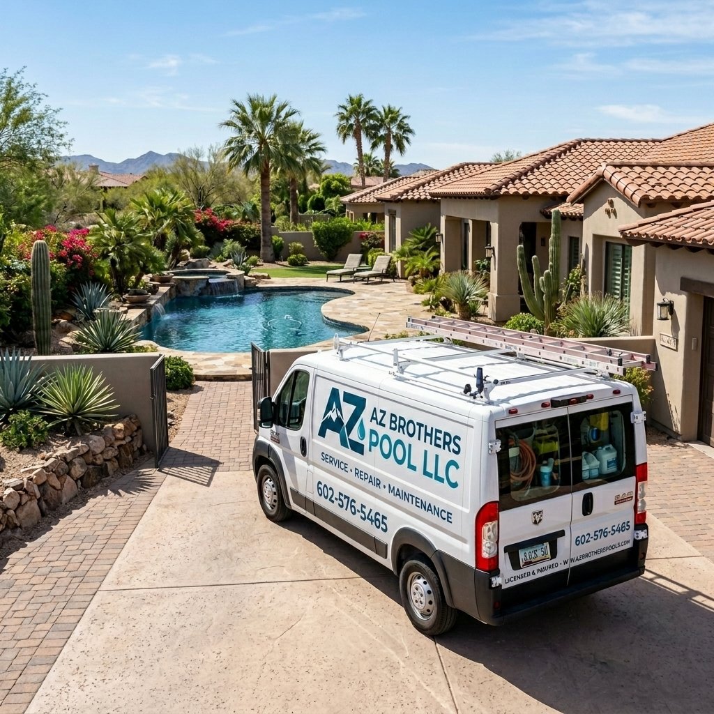 AZ Brothers Pool Service truck in driveway