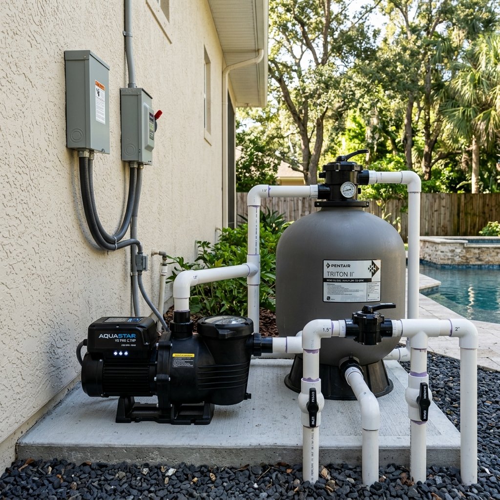 State-of-the-art pool pump installation